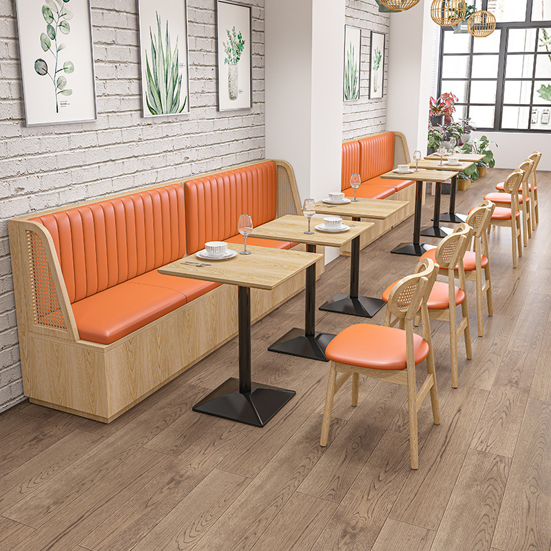 Personalizado en línea famoso hotel de estilo pastoral restaurante de seda seda seda sofá postres tiendas de té de leche combinación de mesa y silla de café