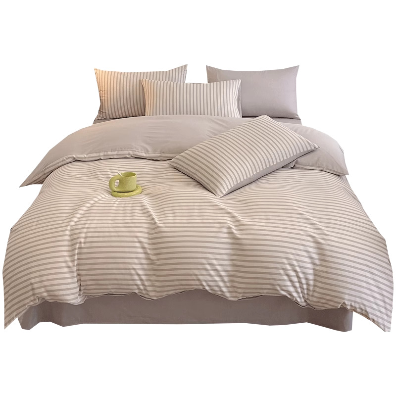 Cama de algodón lavado de algodón de cuatro piezas funda de edredón de sábanas de algodón 2025 nuevo juego de tres piezas de dormitorio de ropa de cama