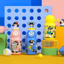 （下单改价）cocomango笑脸保温杯儿童吸管杯不锈钢卡通学生水杯