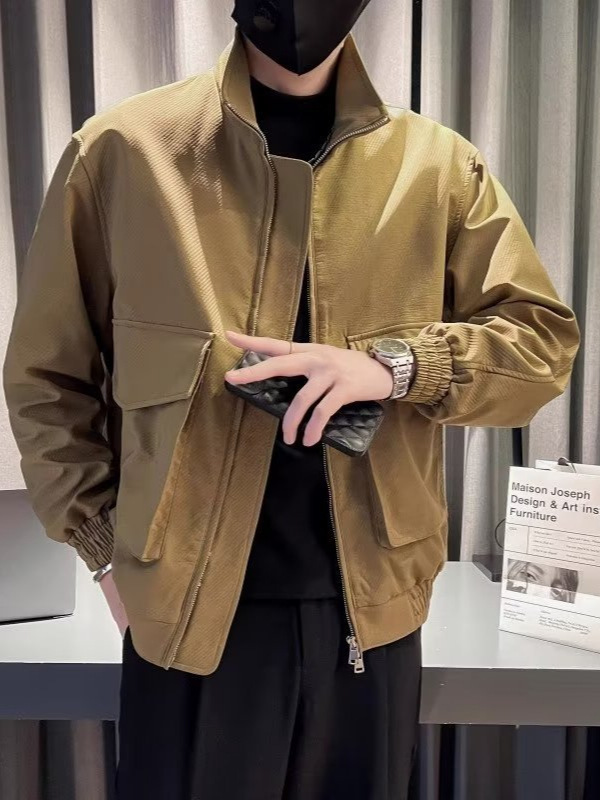 夹克外套男春秋款翻领休闲轻熟风高级感宽松百搭工装痞帅潮牌上衣|undefined