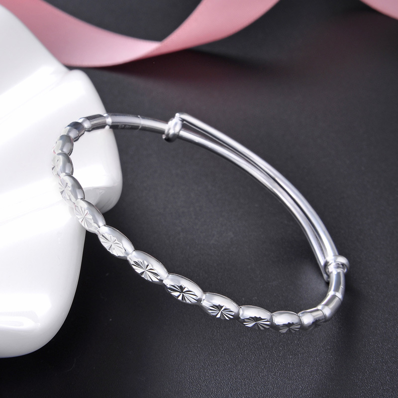 Brazalete de plata esterlina de bambú 999 pie de plata ajustable de bambú pulsera de plata regalo del día de la madre