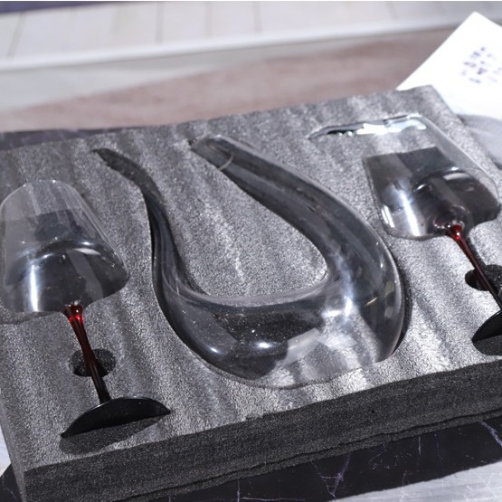 Vaso de vino de borgoña de vidrio rojo muy negro vasos de vino de champán hermoso y generoso vasos de vino de corbata negra al por mayor