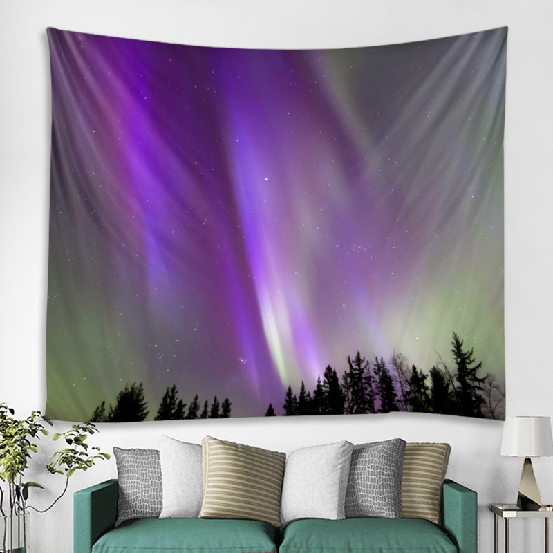 星空夜景 极光夜空家居 客厅 装饰背景布挂毯壁挂厂家货源