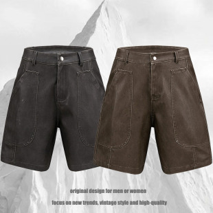 TKPA Men's Fashionable Large Pocket Workwear Shorts American Style High Street Retro Bf Lazy Style Casual Pants for Men and Women