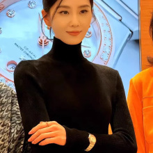 黑色高领长袖针织衫女秋冬内搭打底衫修身上衣刘诗诗同款中领毛衣