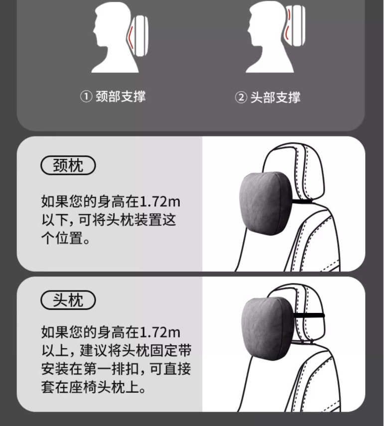 Car Suitable for Maybach Mercedes Suede Headrest Car Pillow Lumbar Support Neck Protection Car Cervical Seat Cushion