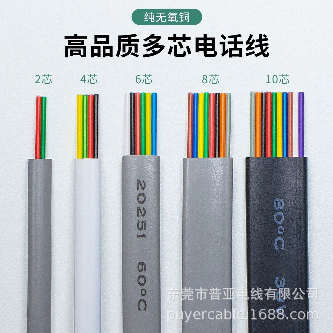 20251电话线 UL20251-2/4/6/8/10芯纯铜电话线 传真机连接线