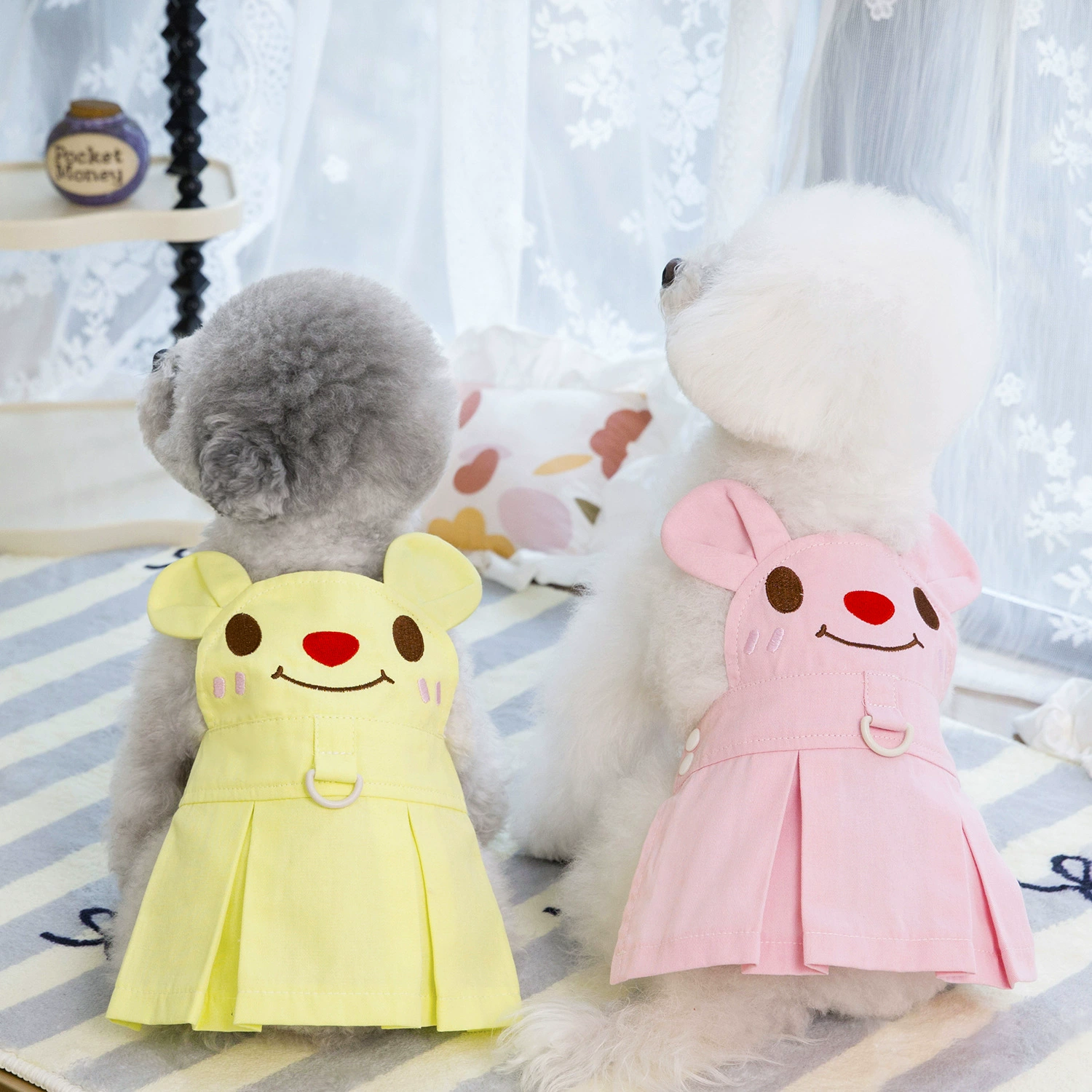 25 вышитых юбок медведя мультфильм юбка с тяговыми пряжками для домашних животных Летняя одежда анти-комаров солнцезащитный крем подходит для маленьких кошек и собак