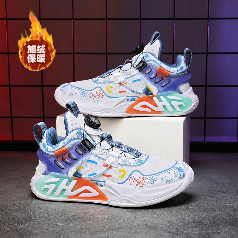 Brand Kidsren's Shoes, Boys' Shoes, 2023 New Medium and Large Kidsren's Basketball Sports Autumn and Winter Warm Fleece-Lined Kidsren's Cotton Shoes for Women