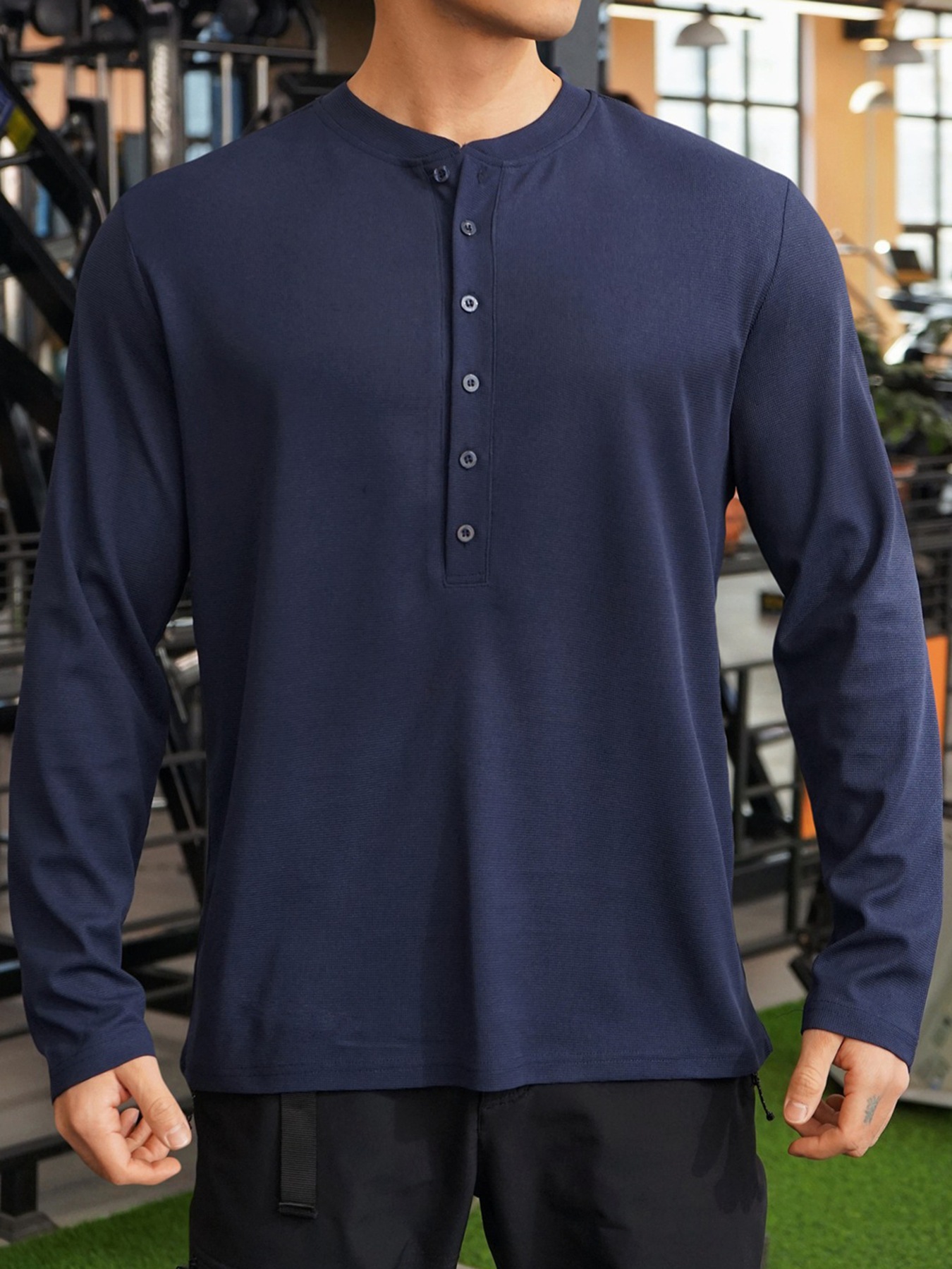 350g Weight Long Sleeve Sleeve Length 100%, Chemical fiber blending, Polyester Fabric Type Regular Top Length Casual Occasion V Neck Neckline Regular Fit Fit Type Solid Color Pattern Autumn Season Men's Gender Simple Style Style European Size Hot Sale Men's Autumn Sports Fitness Casual Stand Collar Stretch Vertical Stripe Long Sleeve V-neck Polo 2