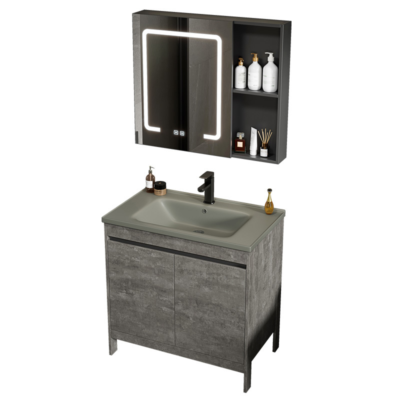 Gabinete de baño de aluminio espacial combinación de cerámica gris lavabo de baño tipo piso lavabo lavabo balcón lavabo