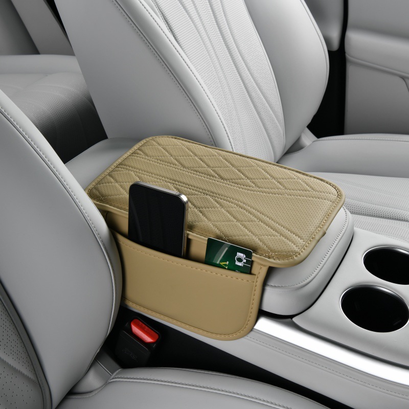 Cross-Border Labelable Armrest Box Heightening Pad, Multifunctional Storage Bag, Breathable Universal Thin Car Armrest Box Pad