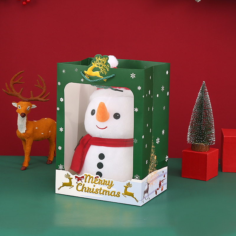 Elk bolsa de papel bolsa de regalo de Navidad bolsa de regalo de ventana transparente bolsa de regalo de Nochebuena campana bolsa de manzana