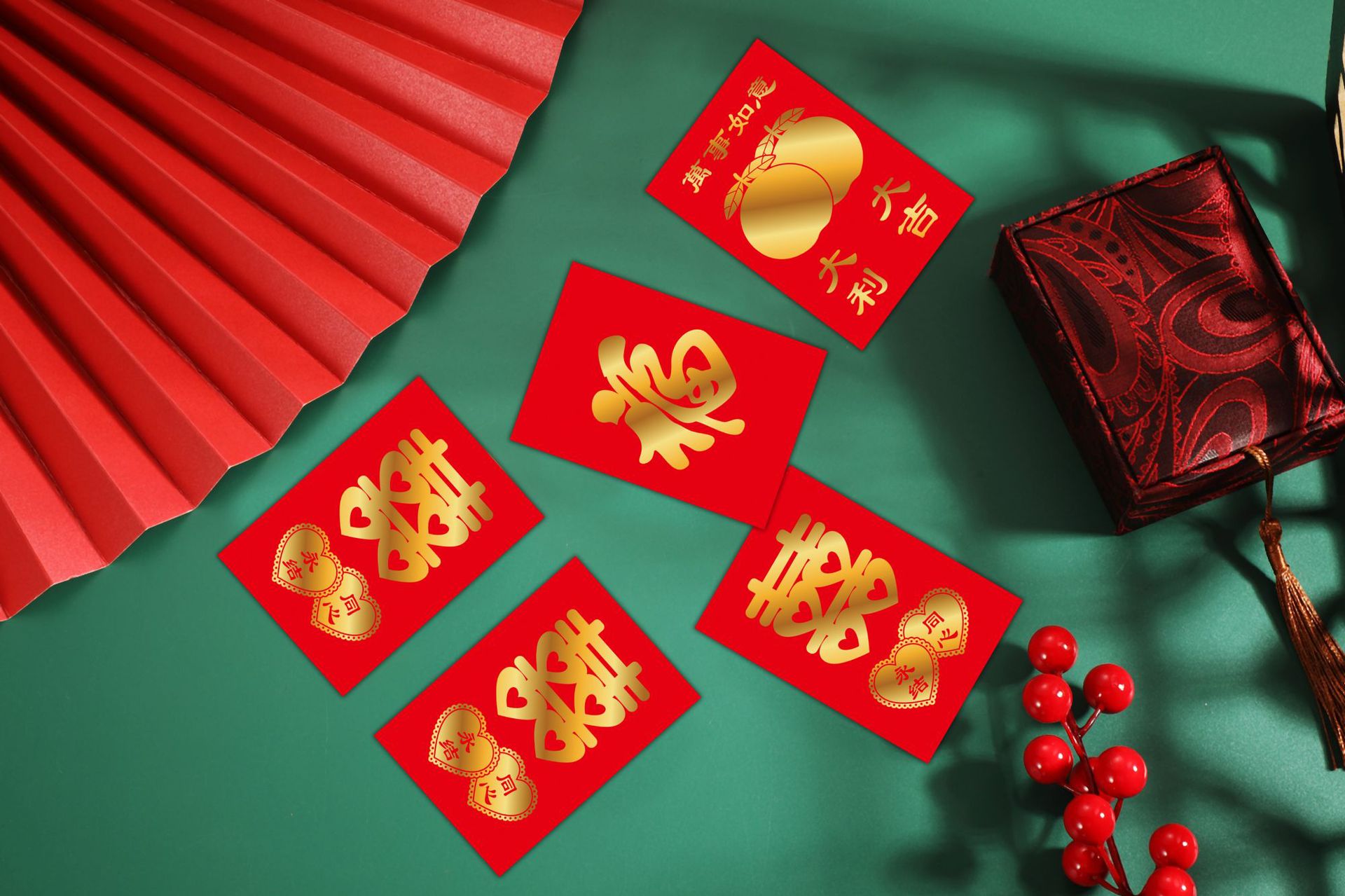 Factory Direct Sale New Mini Gold Foil Red Envelope for Spring Festival Housewarming Wedding Welcome Gift Creative Personalized Fortune Wish Seal