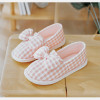 Comfortable footwear for pregnant, non-slip cotton slippers with bow platform, Korean style