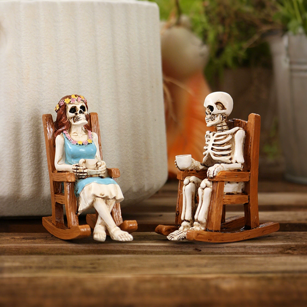 Кофейное кресло-качалка на Хэллоуин для мужчин и женщин, украшения в виде черепа, дом с привидениями в секретной комнате, забавная атмосфера, украшения для дома во дворе бонсай