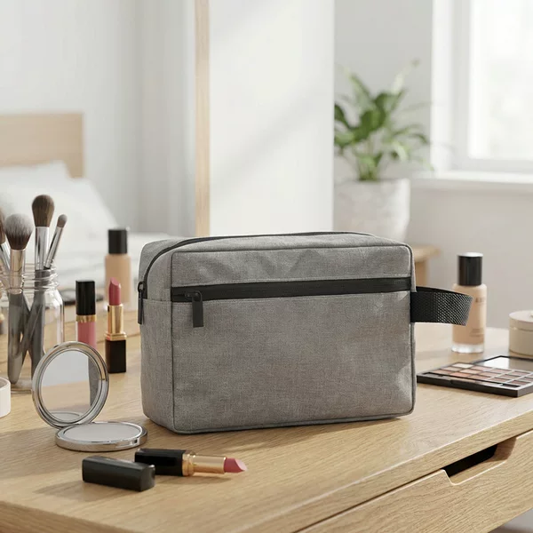 Storage and Packaging Oxford Cloth Toiletry Bag, Polyester Material, Customizable with Logo, Horizontal Square Shape, Solid Color Cosmetic Bag