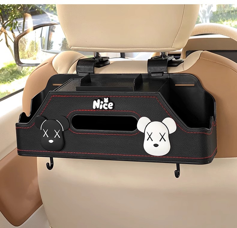 Car Multifunctional Storage Box Car Seat Back Storage Rack Water Cup Holder Seat Back Row Creative Tissue Storage Box