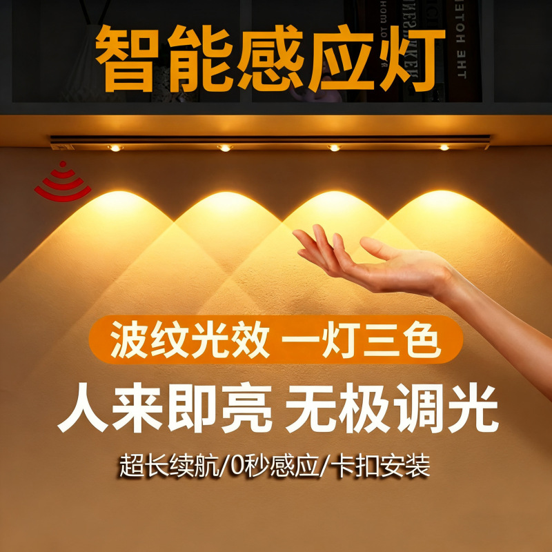 Directly from the Source Factory, Human Body Sensor Light, Rechargeable Hill-Shaped Ambient Light Strip, Living Room, Wine Cabinet, Shoe Cabinet, Cupboard, Wireless Night Light