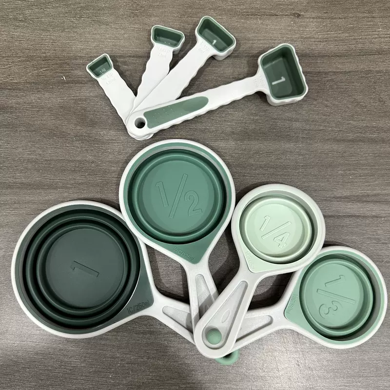 Silicone measuring cup, measuring spoon, set, 8 pieces, 4 pieces