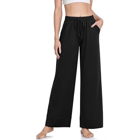 2025 Wide-Leg Pants Cross-Border Loose Casual European and American Yoga Fitness Sports Jogging Elastic Waist Women's Modal Fabric