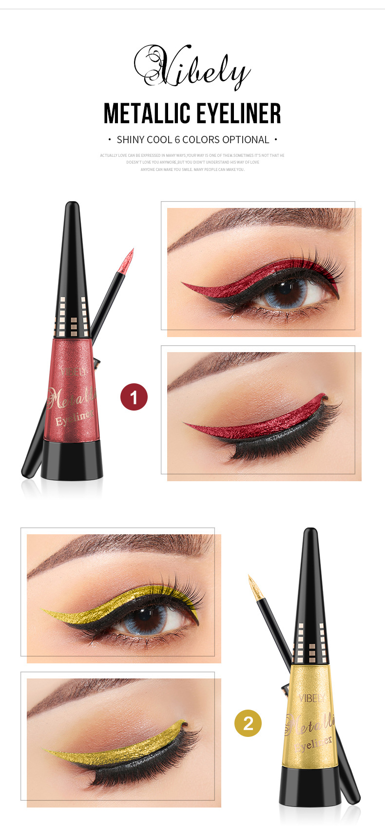 VIBELY export pearlescent colored eyeliner Liquid pen, quick-drying, waterproof, non-smudging liquid ultra-fine eyeliner pen wholesale undefined