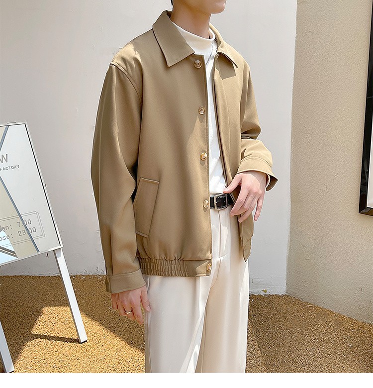 Men's Casual Workwear Blazer, Mature Style Turn-down Collar Jacket_voghion.com