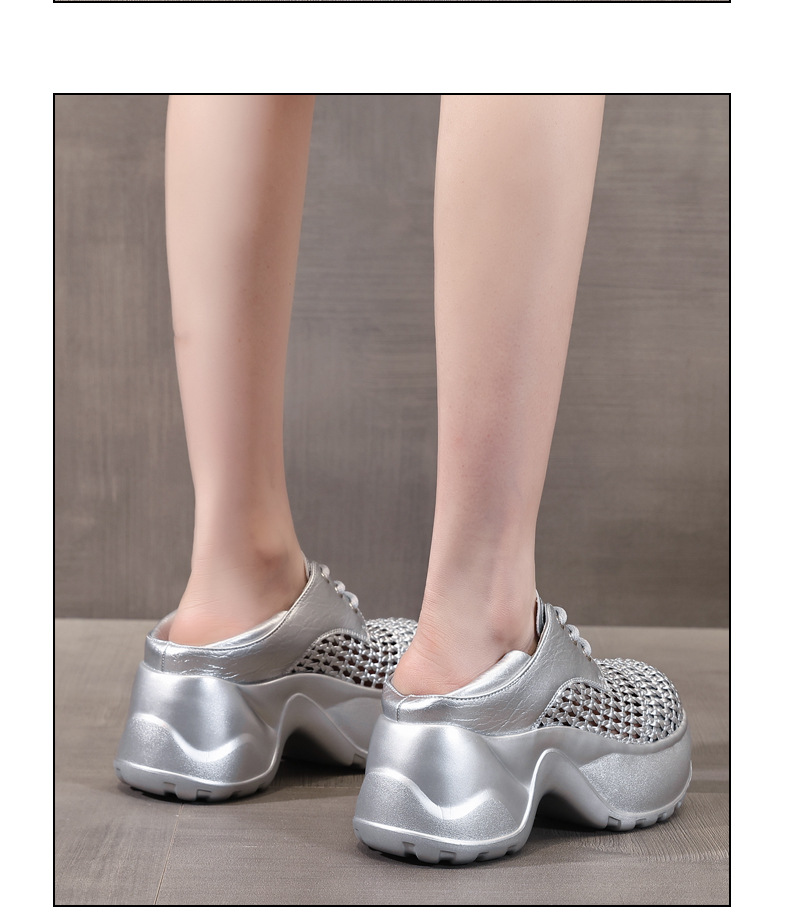 Giày sneaker nữ đế dày lưới thoáng khí, kiểu hai mang — Màu đen chi tiết 13