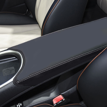 Box Cover Leather | BYD Dolphin Armrest box - dolphin-black-leather-grey-stitching-without-logo