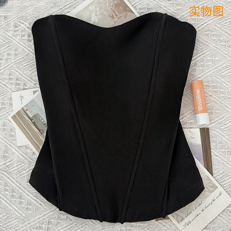 Elegante cinturón de hombro abierto europeo y americano, corsés de forma, fiesta de moda con almohadilla de pecho, cremallera de espalda, chaqueta de pecho