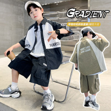 儿童装男童夏装短袖套装2025新款夏季中大童运动夏款男孩酷帅气潮