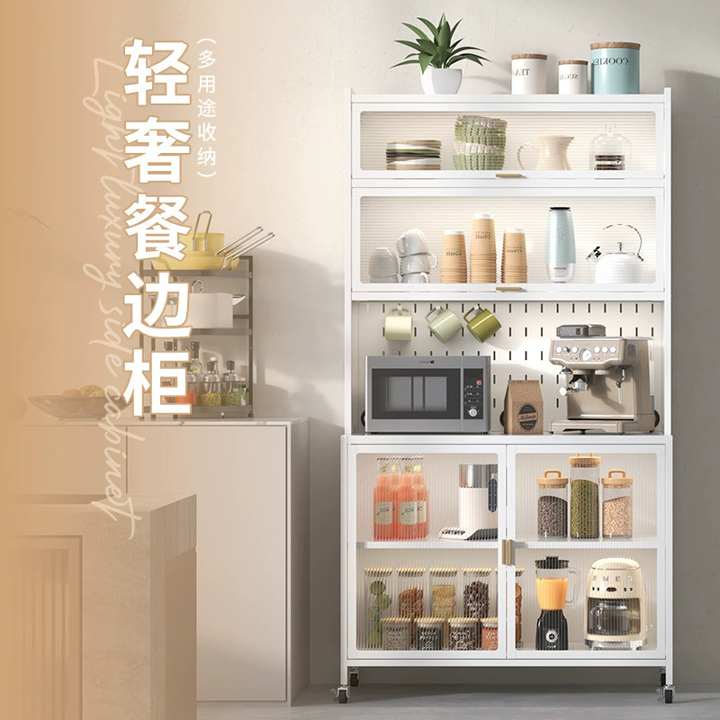 Шкаф с откидной дверью, бытовой многофункциональный кухонный пылезащитный стеллаж для хранения, напольный буфет, шкаф для хранения, легкий, роскошный, съемный, художественный, железный