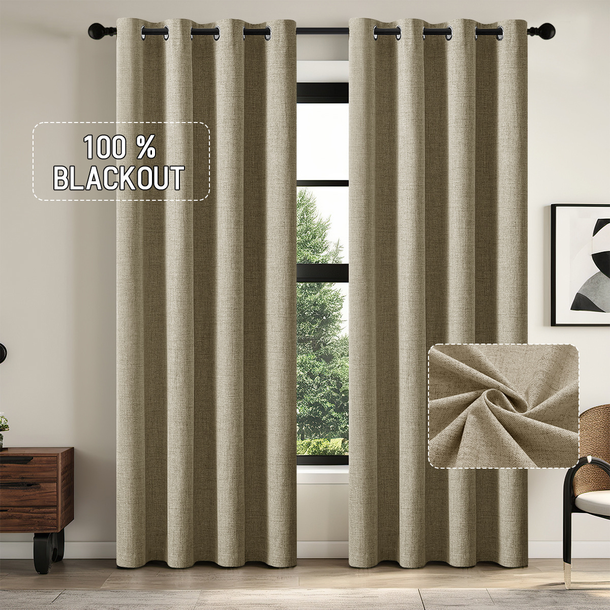 Imitación de lino compuesto cortina de sombreado completo sala de estar cortina de dormitorio tela gruesa alta sensación de cortina de sombreado transfronteriza