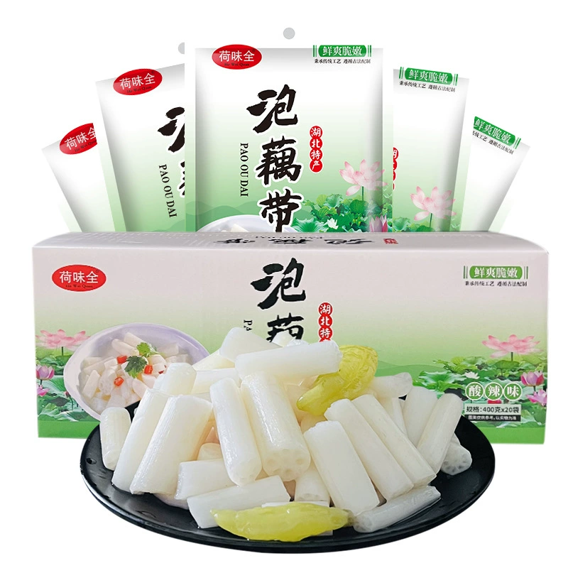 Пузырьковый корень лотоса Honghu с 400 г * 20 пакетиков готовых к употреблению холодных овощей Соления кислый и острый пузырьковый корень лотоса с кейтерингом оптом