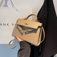 Summer Internet Celebrity Fashion Simple Birkin Bag Women's Bag 2022 New Lock Handle Handle High Quality Single Shoulder Crossbody Bag