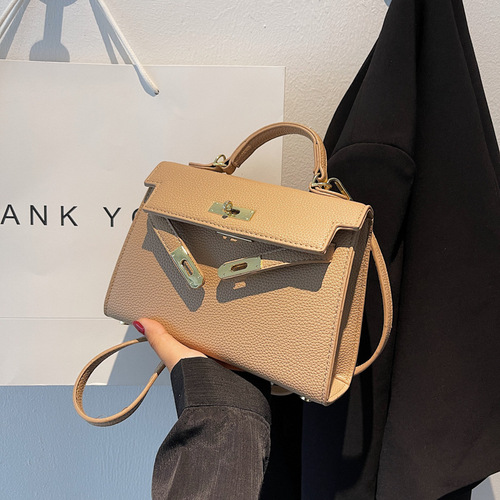Summer Internet Celebrity Fashion Simple Birkin Bag Women's Bag  New Lock Handle Handle High Quality Single Shoulder Crossbody Bag