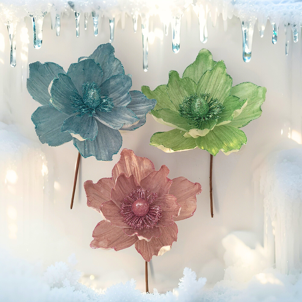 Flores artificiales de Navidad Decoraciones navideñas Flores decorativas Creativas Pequeñas decoraciones Colgante Escena Diy Decoración Estilo ins