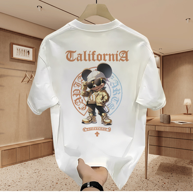 2026 Summer Design Printed American Casual Sports Men's Round Neck Short-Sleeved T-Shirt Versatile Top Half-Sleeved