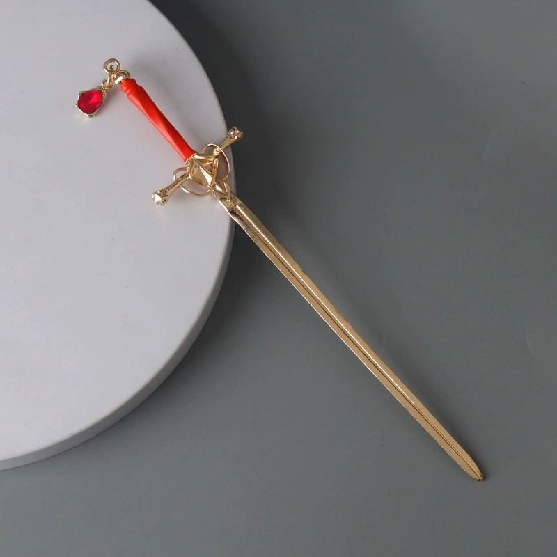 Sword, Chinese hairpin, metal pendant drop-shaped, hairgrip, Hanfu, hair accessory, Chinese style, simple and elegant design