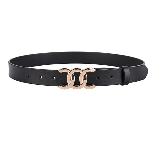 New women's genuine leather belt, versatile decorative belt for suit pants, women's cowhide vintage waist-cinching black belt—wholesale