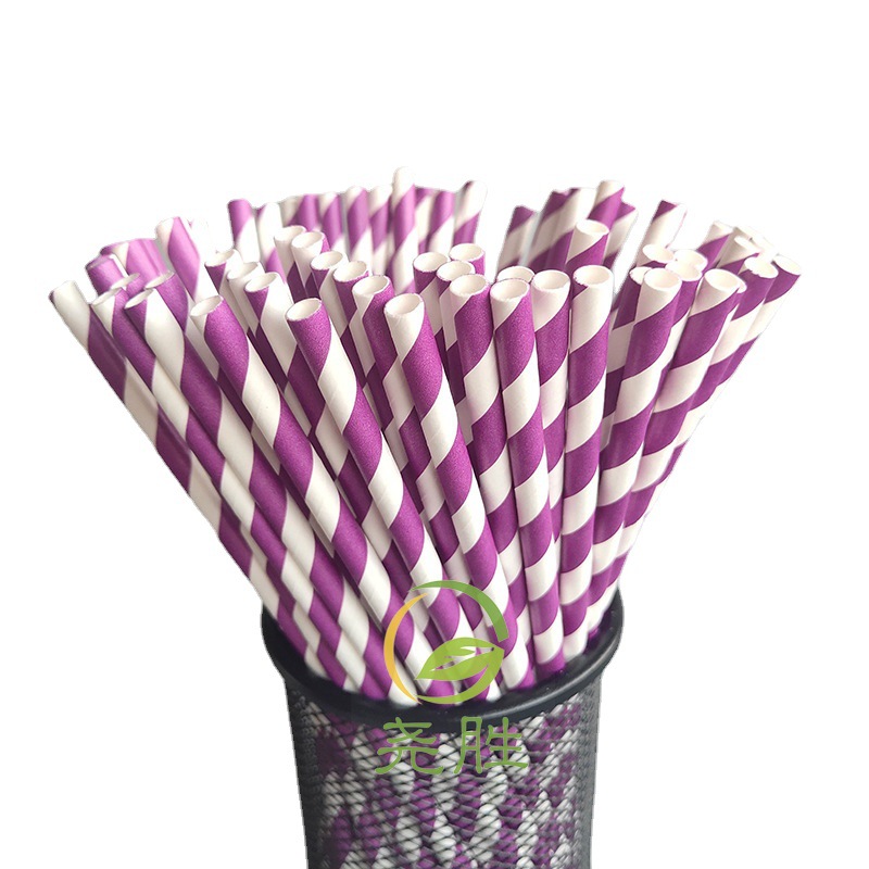 Desechables biodegradables paja de papel Kraft raya colorida decoración del partido postre pastelería bar bebida paja
