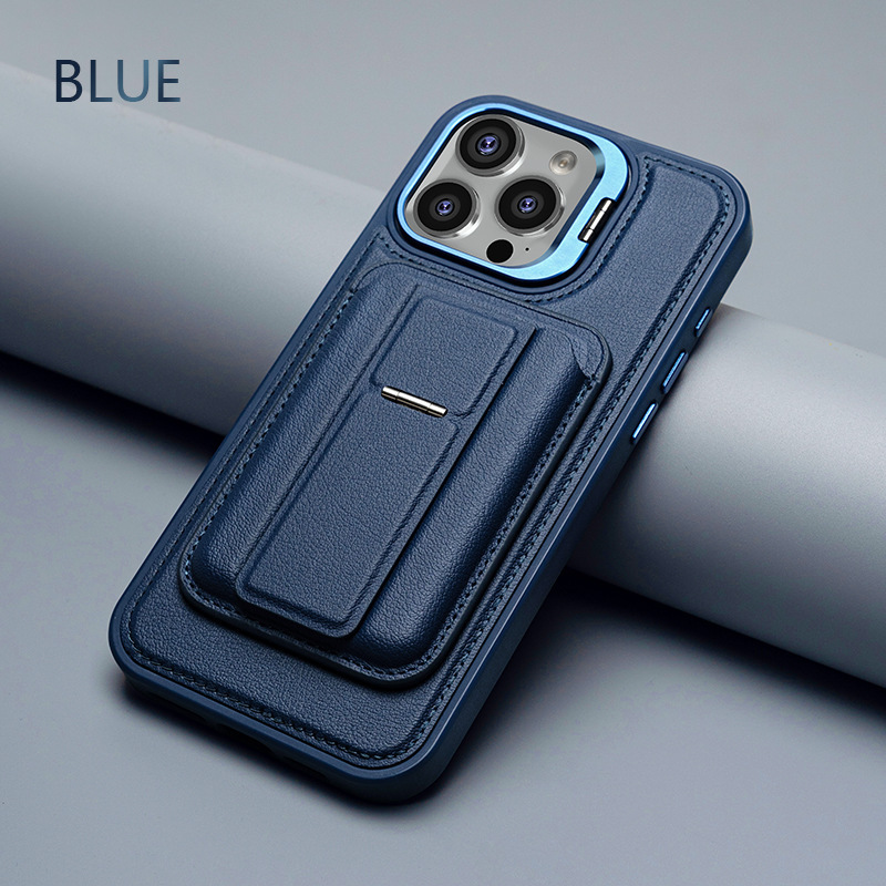 Ốp lưng điện thoại Apple 16 Pro Max có kẹp thẻ MagSafe, bảo vệ chống sốc viền dày — đen, xám, màu nâu, màu xanh chi tiết 15