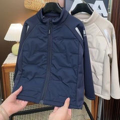 男童秋冬外套2025洋气韩版棉服薄棉袄中大童外套藏青色米咖色现货
