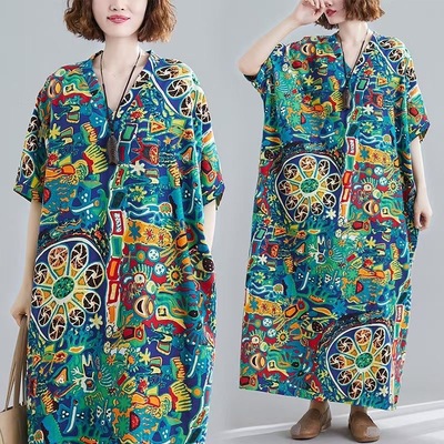 厂家新款棉麻印花布 衣服裙裤面料 潮流时尚服装 沙滩裤面料布料|ms