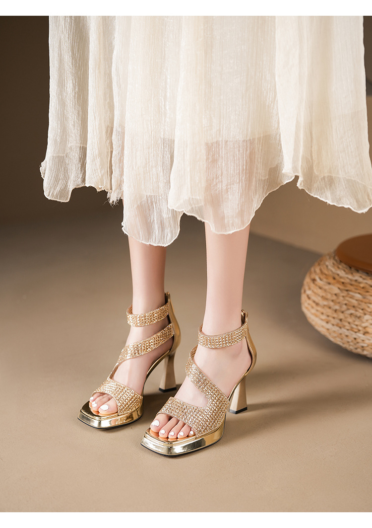 Y5751 Sommerliche französische Strass-Sandalen mit offener Zehenpartie, wasserdicht, Plateau, dicker Absatz, bequem, hohe Absätze, geschlossen_voghion.com