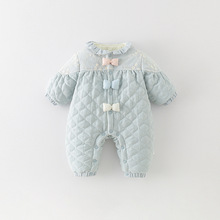 婴儿衣服秋冬装连体衣宝宝夹棉哈衣婴幼儿冬季加绒棉衣外出爬爬服