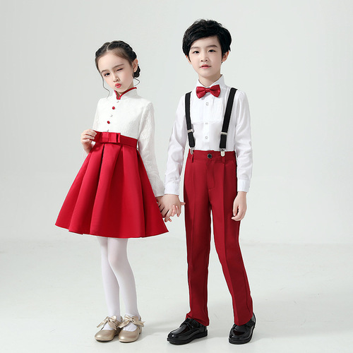 New Year's Day children's performance costumes, primary school boys' choir uniform, girls' dance skirt, recitation competition performance attire