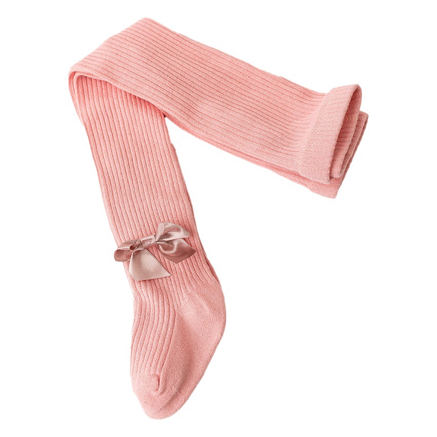 Versión coreana de polainas para niñas con lazo, pantimedias de bebé de doble aguja, leggings para niños con tiras verticales finas para niños
