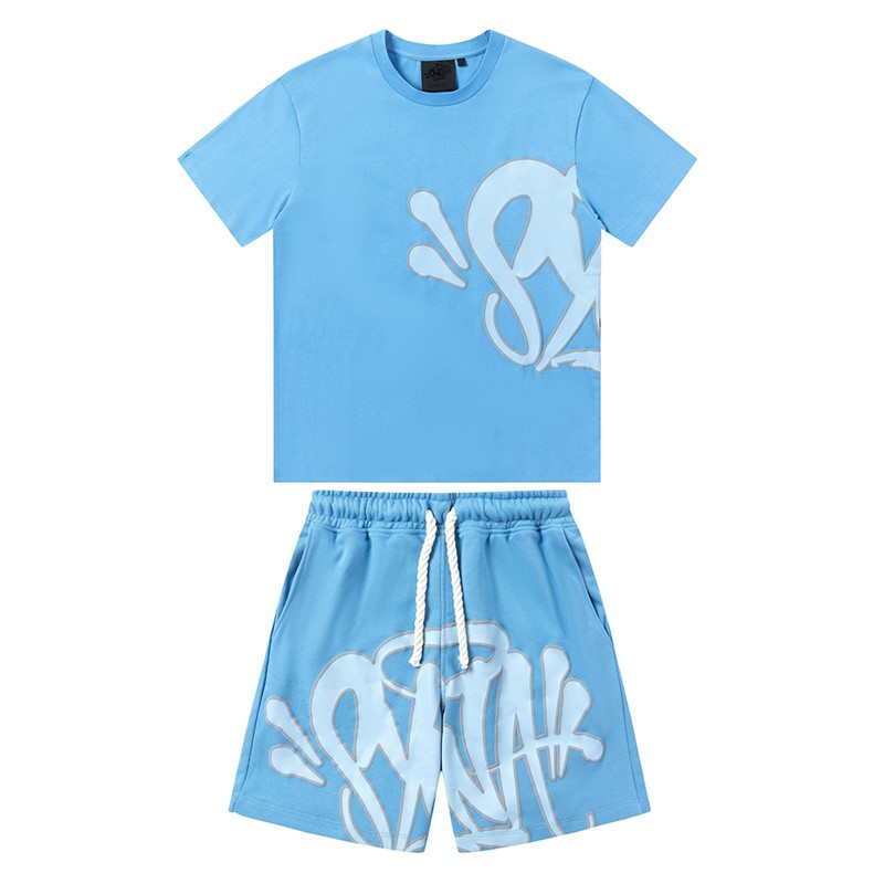 Alta calidad SynaWord americano suelto sudadera con sombrero pantalones Y2K moda pareja casual conjunto Syna