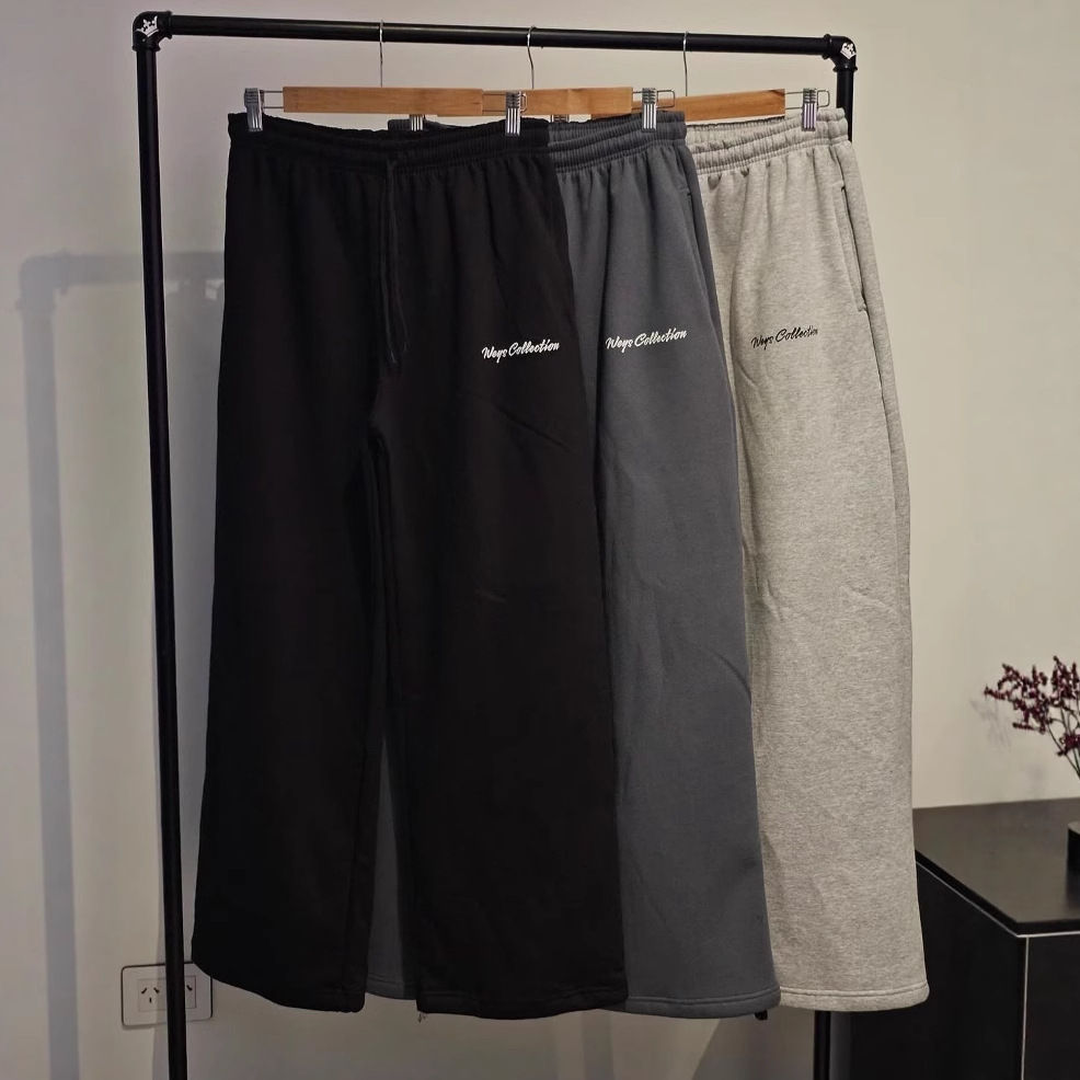 Pantalones Deportivos Grises de Estilo Americano para Hombre y Mujer, Holgados, de Pierna Recta, Anchos, de Cintura Alta, Casuales, con Estampado de Letras